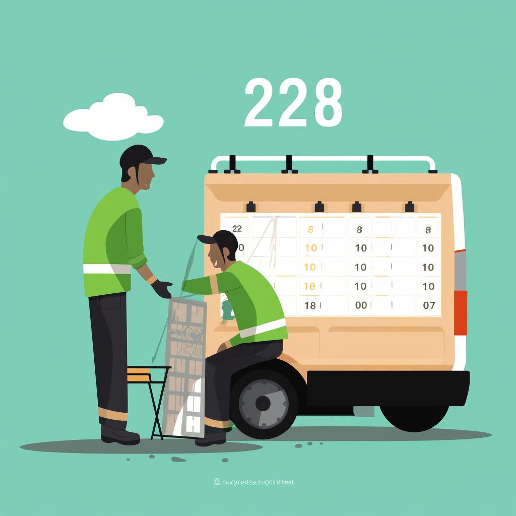 A person marking the dumpster rental date on a calendar