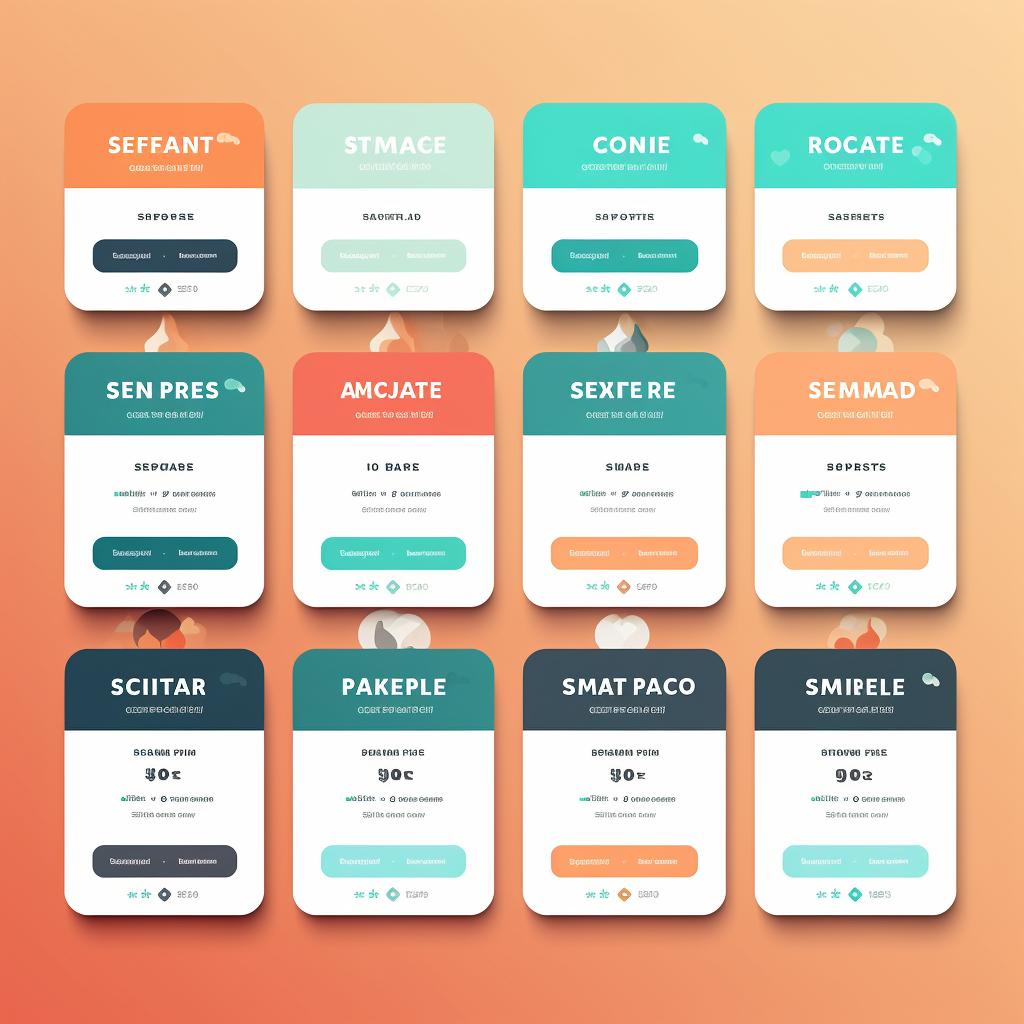 Comparison chart of services and prices from different providers